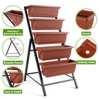 4Ft Planter Box 5-Tiers Vertical Raised Garden Bed with Drain for Patio Vegetables, Flowers Herb, 26  x 22.75  x 44.75