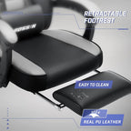BOSSIN Ergonomic Gaming Chair with Footrest, Headrest & Lumbar Support, Reclines 90-155°, PU Leather, 300 lbs Capacity