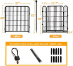 Tall Garden Fence with Gate 48 in(H)×27 in(L) 12 Panels Total 26.6 Ft(L)  Garden Fencing to Keep Dogs Out  Heavy Duty Iron Metal Animal Barrier Fence  Flower Bed Fencing