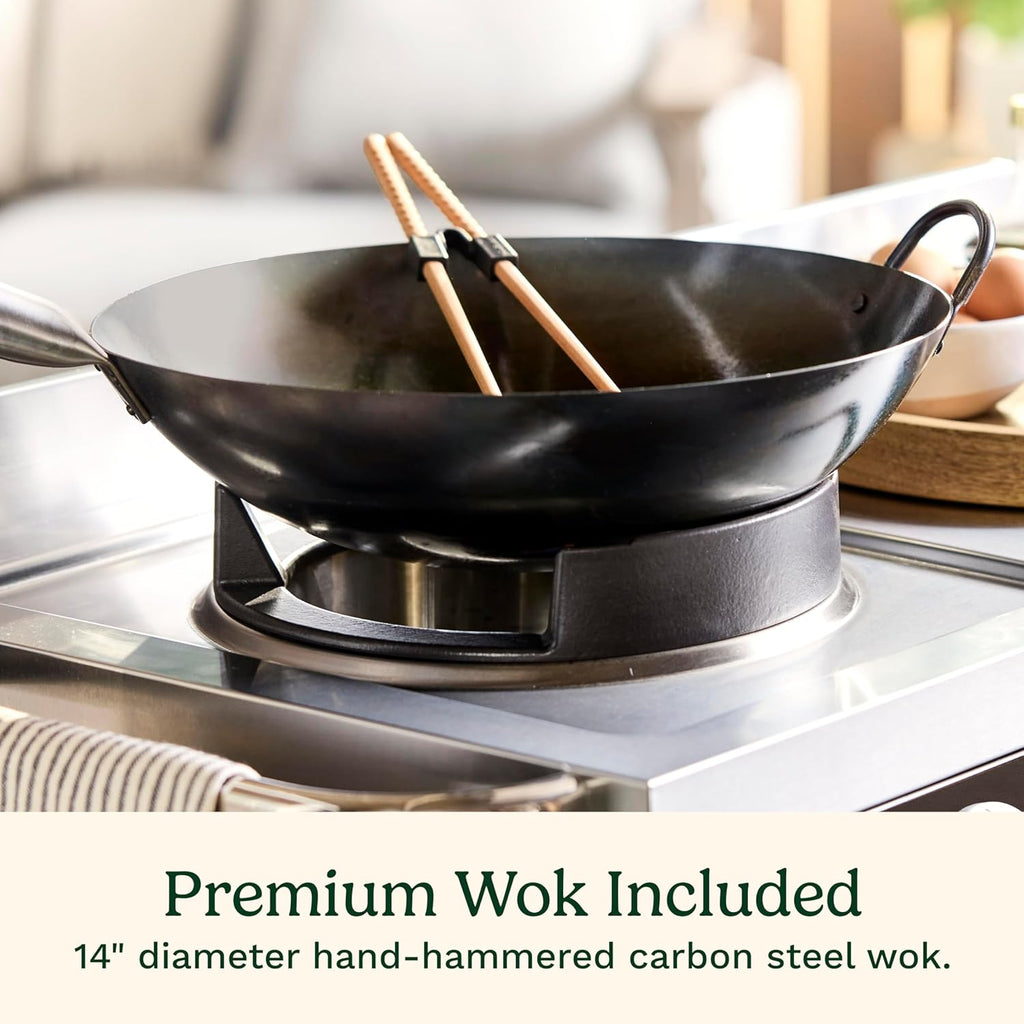 Cuisinart Outdoor Wok Station with 50,000 BTU Burner & 14��� Carbon Steel Wok �C Perfect for Stir Frying & More