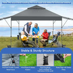 10 x 17.6 FT Outdoor Instant Pop-up Canopy Tent for Market Picnic with Dual Half Awnings & Wheeled Bag