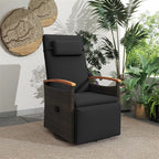Outdoor Rattan 360�� Swivel Recliner Chair, Patio Wicker Chaise Lounge Chair with Adjustable Backrest & Footrest, Flip Side Table & Cushions