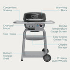 Charbroil 3-in-1 Dual Fuel Outdoor Bistro Pro Electric Grill & Griddle + Charcoal Mode BBQ  Black - 25302145