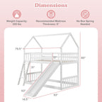 Twin Over Twin House Bunk Bed with Slide and Ladder