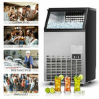 110LBS/24H Commercial Ice Maker with 33LBS Storage Capacity, Free-Standing Ice Machine