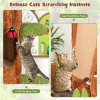 90.5" Tall Luxury Simulation Cat Tree, Modern Realistic Multi-Level Cat Tower w/ 5 Condos & Sisal Scratch Pad, Large Lifelike Indoor Cat Tree