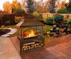 Large Outdoor Wood Burning Fireplace, house shape Outdoor Log Burner Fire Pit with Log Grate and Poker, 37" x 32" x 18" Large Metal Firepit for Patio Garden Backyard, Black