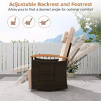 Outdoor 360° Swivel Rattan Recliner Chair with Adjustable Backrest & Footrest, Patio Wicker Chaise Lounge Chair with Flip Side Table & Cushion