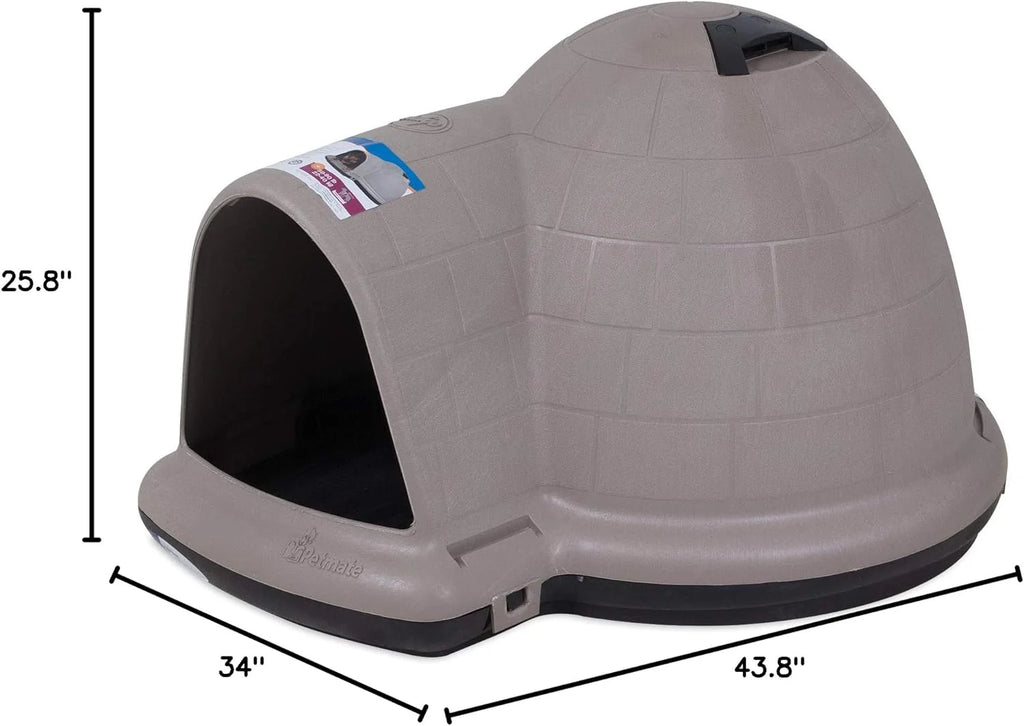 Petmate Indigo Dog House (Igloo Dog House, Made in USA with 90% Recycled Materials, All-Weather Protection Pet Shelter) for XL Dogs -90 to 125 pounds, Made in USA