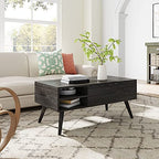 WLIVE Wood Lift Top Coffee Table with Hidden Compartment and Adjustable Storage Shelf