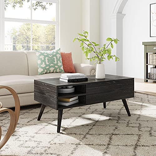 WLIVE Wood Lift Top Coffee Table with Hidden Compartment and Adjustable Storage Shelf