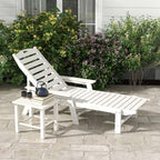 Outdoor Chaise Lounge Chair with 4-Position Backrest & Cup Holder, Weatherproof HDPE Reclining Patio Chair for Poolside, Backyard, Garden