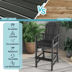 Outdoor HDPE Tall Adirondack Chairs with Armrests & Footrest, 30" Counter Height Bar Stools for Garden Backyard