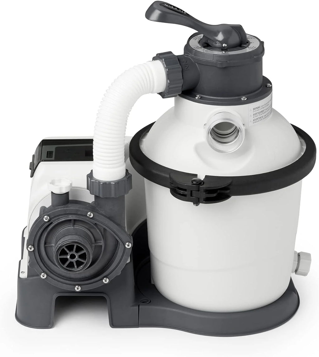 Intex 26651EG Krystal Clear 16 Inch 3,000 GPH Above Ground Pool Sand Filter Pump with Automatic Timer, GFCI, and 6 Function Control, Gray