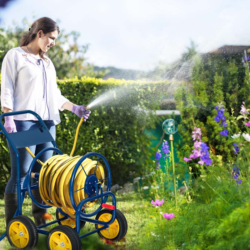Garden Hose Reel Cart Holds 330 FT of 3/4" or 5/8�?& 400 FT of 1/2" Hose, Heavy Duty Yard Water Planting Cart