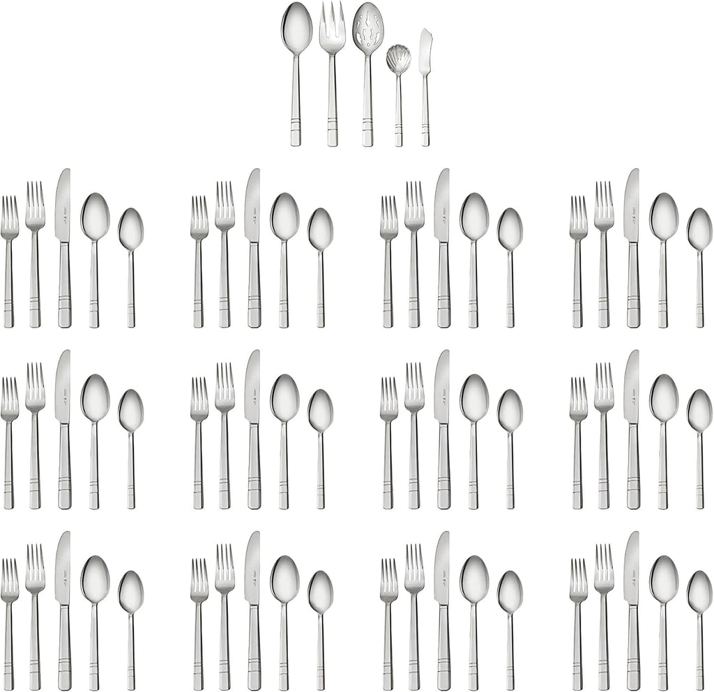 Henckels Madison Square 65-piece Flatware Set,18/10 Stainless Steel, Silver