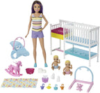 Barbie Skipper Babysitters Inc Nap n Nurture Nursery Playset with Brunette Doll, Baby & Accessories
