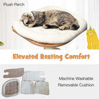 69" Tall Cat Activity Tree Wood Multi-Layer Large Cat Tower Condo with Scratch Resistant Rope & Plush Cushions