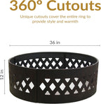 Sunnydaze 36-Inch Outdoor Fire Pit Ring with Poker - Round Heavy-Duty Steel Fire Ring for Camping or Backyard - Crossweave - 12" H