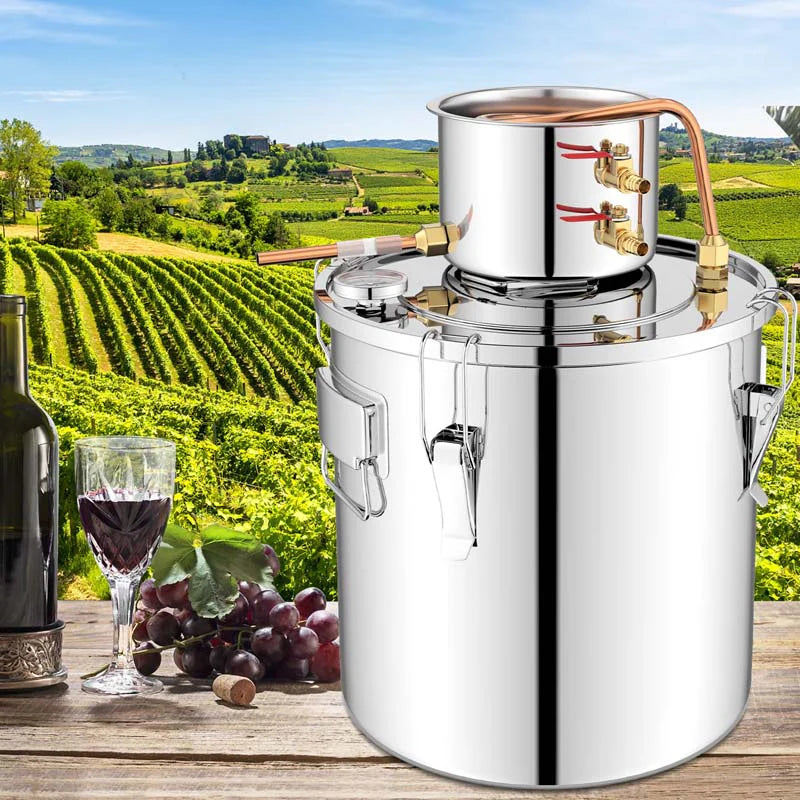 5/10 Gal 2 Pots Alcohol Still Home Brewing Kit, 40L Stainless Steel Water Alcohol Distiller, Wine Making Kit for Whiskey Brandy Beer