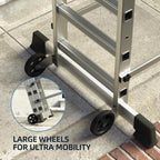 Foldable Scaffolding Ladder, Multipurpose Rolling Work Platform, Scaffold Tower, Ladder Stool Bench, Adjustable Platform, 330 Lbs Duty Rate