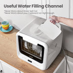 COMFEE' Portable Dishwasher Countertop with 5L Built-in Water Tank, No Hookup Needed, 6 Programs, 360° Dual Spray, 192�?High-Temp& Air-Dry Function, Mini Dishwasher for RVs, White
