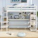 Twin Size Loft Bed with Desk and Storage Stairs Loft Bed Frame with Shelves and Safety Guardrails