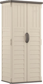 Suncast Vertical Outdoor Storage Shed with All-Weather Construction  Vanilla