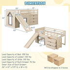 3-In-1 Twin Loft Bed with Slide Ladder Drawers for Kids Teens